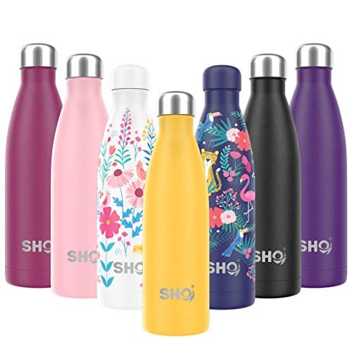 SHO Bottle - Ultimate Vacuum Insulated, Double Walled Stainless Steel Water Bottle & Drinks Bottle - 24 Hrs Cold & 12 Hot - Sports Vacuum Fl